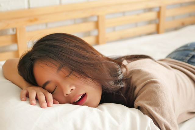 tired exhausted woman resting